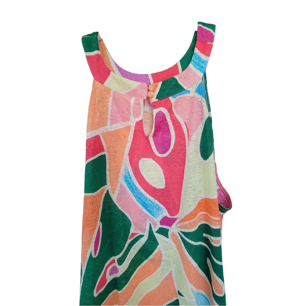 NWT Christian Siriano Linen Sleeveless Tank Top 3X Multicolor Artsy Boho - Picture 4 of 12